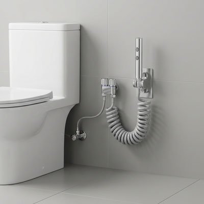 Douchette pour toilettes pulvérisateur, blanc moderne double bouton