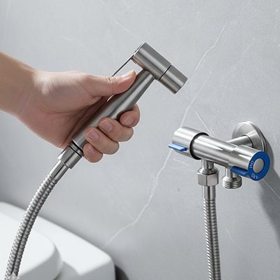 Douchette pour wc à installer facilement, kit complet, en inox, 