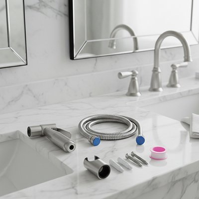 Douchette pour wc à installer , kit complet, en inox 