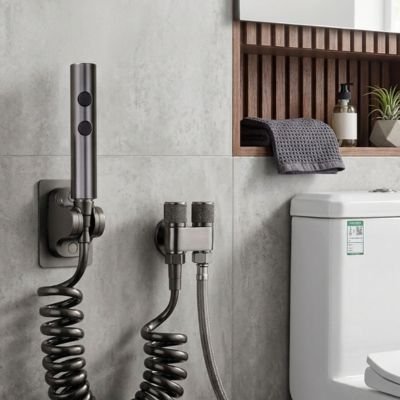 Douchette toilette noire, pulvérisateur en acier inoxydable