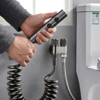 Douchette toilette, pulvérisateur en acier inoxydable, noir
