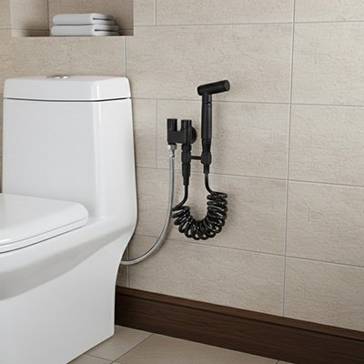 Douchette toilette tuyau extensible, valve d'angle à double sortie, accessoires de toilette,