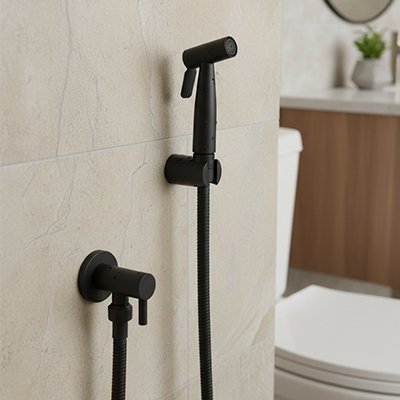 Douchette wc en acier inoxydable avec tuyau, pulvérisateur de bidet manuel, noire