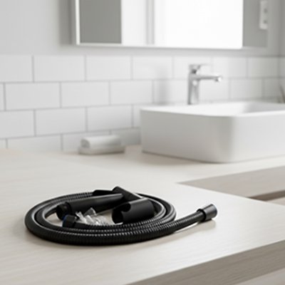 Douchette wc noire en acier inoxydable avec tuyau, pulvérisateur de bidet manuel
