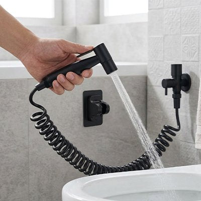 Douchette WC Sprayeur de main, tuyau noir, tête de douche auto-nettoyante, Conception élégante 