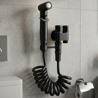 Douchettes toilettes extensible noir , Pression réglable, double interrupteur
