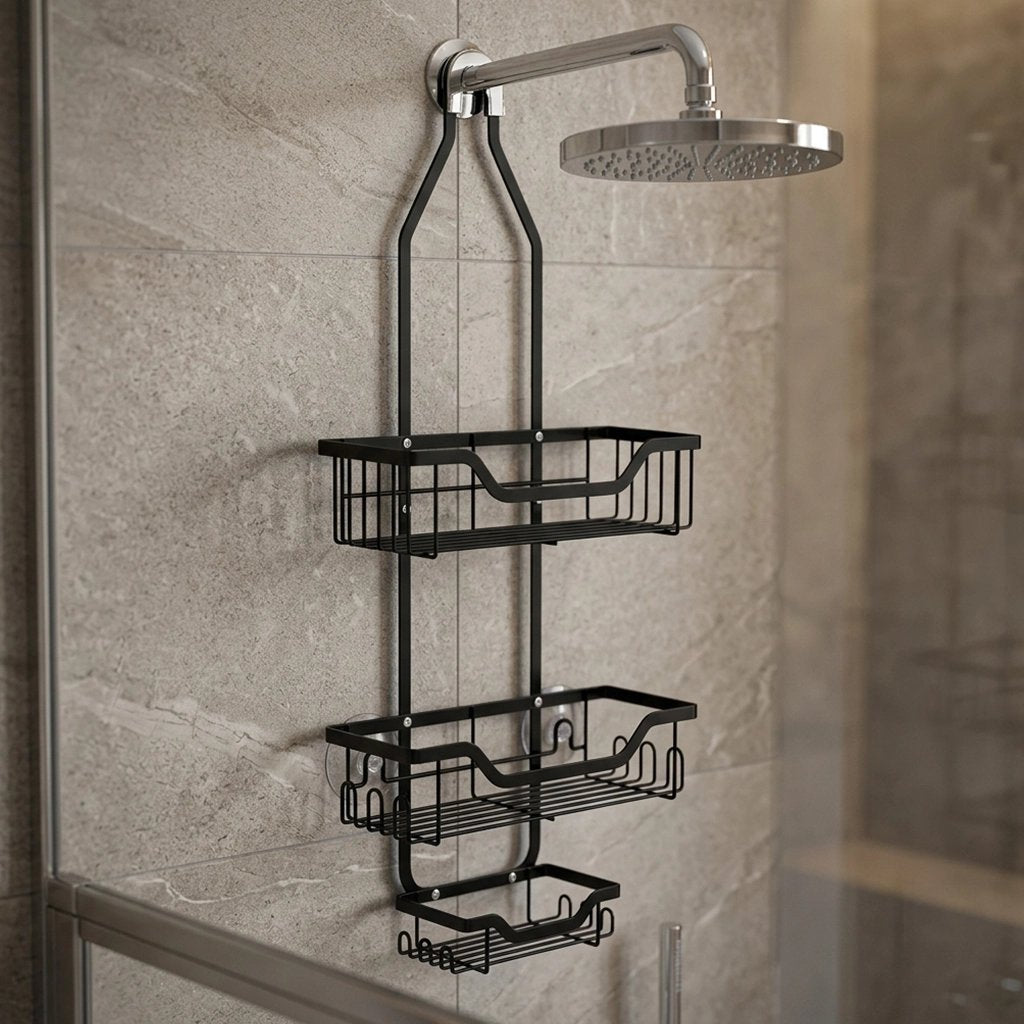 Etagere douche à suspendre avec 3 paniers de différentes tailles 