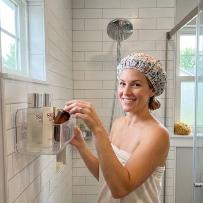 étagère douche, amovible, Transparent, rectangle, avec trous d'évacuation, sans perçage