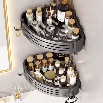 étagère douche d'angle en métal avec crochets