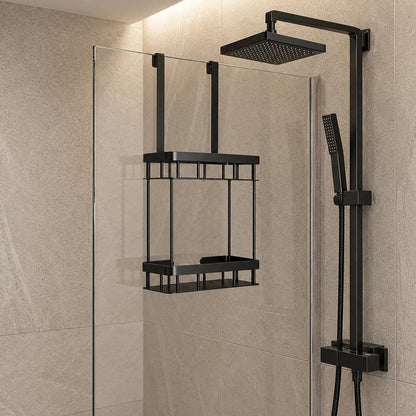 Etagere douche design à 2 niveaux à suspendre à la porte de la salle de bain