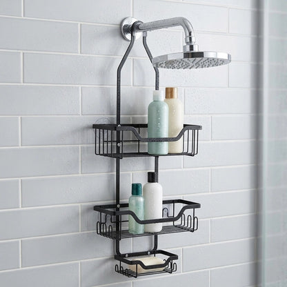 Etagere douche noire organisateur suspendu à 3 niveaux 