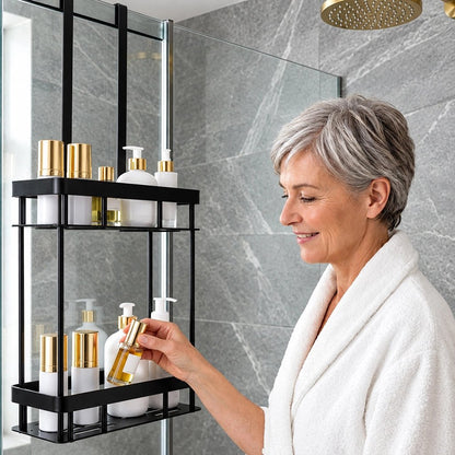 Etagere douche pour porte de salle de bain à 2 niveaux 