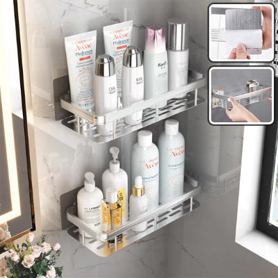 étagère murale pour salle de bain argenté fixation forte