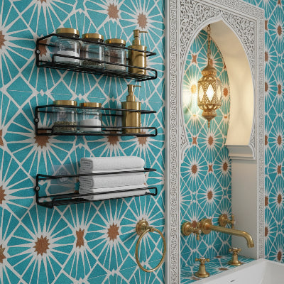 Étagère murale salle de bain, noir ou chrome, style minimaliste structure en fil métallique, en métal pour résister à l'humidité