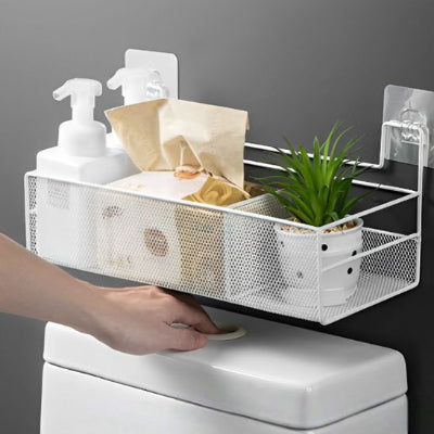 étagère salle de bain murale blanche ventilée en fer 