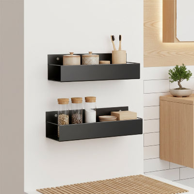 Étagères de douche sans percer magnétique 2 pièces, style industriel, trous d'évacuation