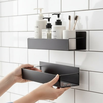Étagères de douche sans percer magnétique 2 pièces, style industriel, solide 