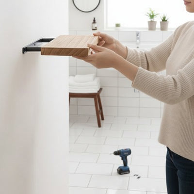 étagères en bois salle de bain flottante, marron, tablette simple, minimaliste