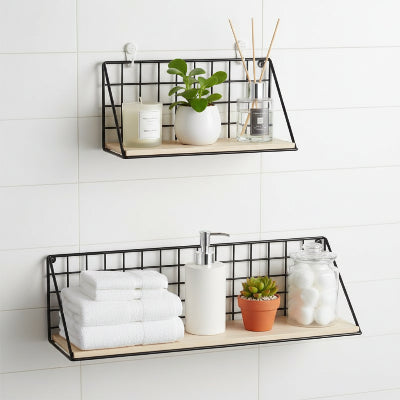 étagères en bois salle de bain moderne petit et grand format Plateau horizontal en bois clair 