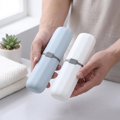 Etui à brosse à dent​, bleu ou blanc Chaque tête avec un trou d'aération Avec housse de protection