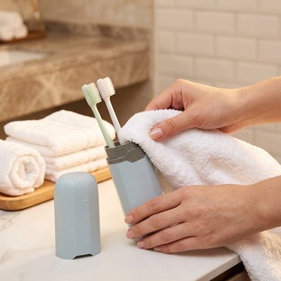 Etui à brosse à dent Chaque tête avec un trou d'aération, bleu Avec housse de protection