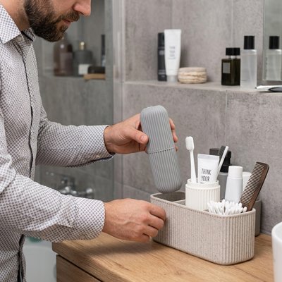 étui à brosse à dents, avec un trou d'aération , gris