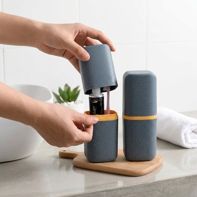 Etui brosse a dent​ bleu foncé, Portable et compact, Matériau durable, Conception hygiénique,  