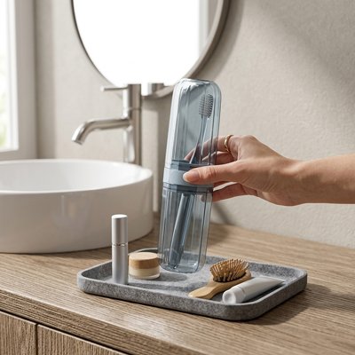 Etui brosse a dent​ étui Transparent bleu et Portable , hygiénique