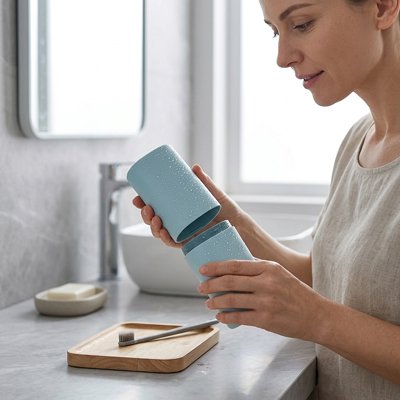 Etui brosse a dent​ Portable et compact, Matériau durable, Conception hygiénique, bleu clair