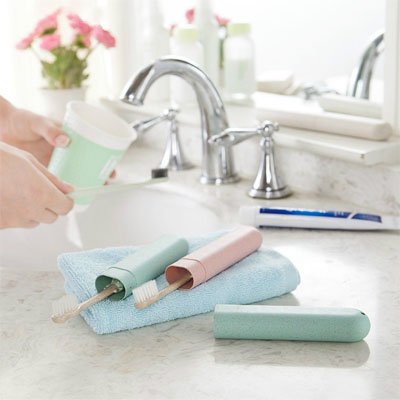Etui brosse à dent​s rose ou bleu, tube