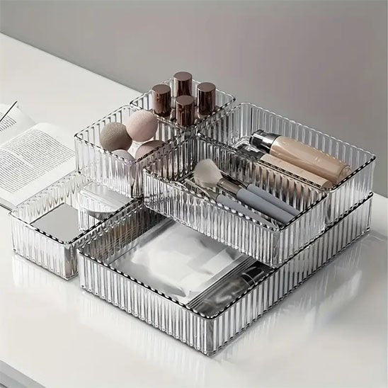 Organisateur maquillage transparents pour tiroir, rectangle