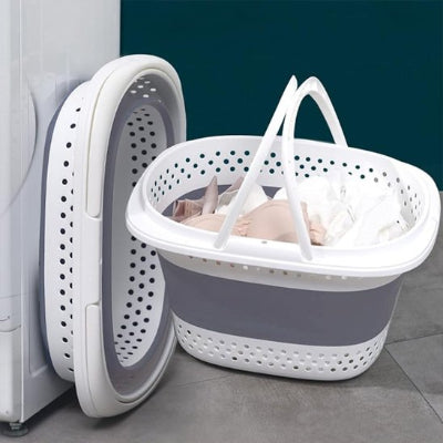 Panier à linge en Plastique pour la Maison, grand format, bande grise centrale