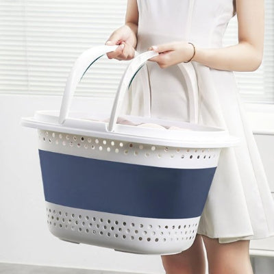 Panier à linge en Plastique pour la Maison, grand format, coutour bleu foncé