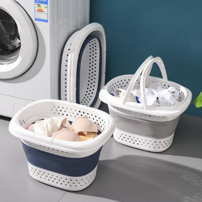 Panier à linge en Plastique pour la Maison, grand format, contour bleu foncé ou gris
