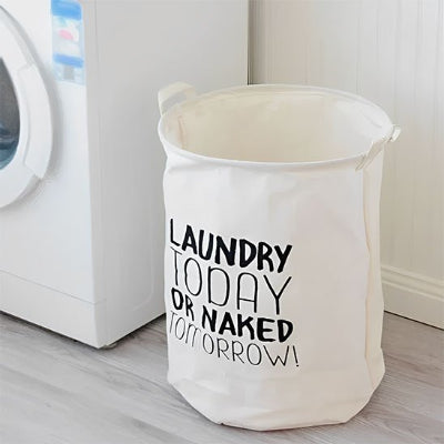 Panier a linge en tissu blanc écriture landry 