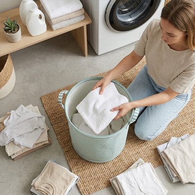 Panier à linge en tissu non tissé adopte un style contemporain et classique