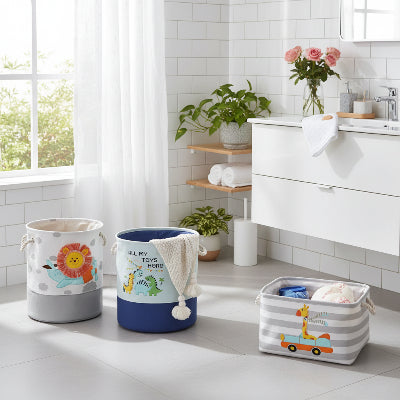 Panier à linge en tissu pliant en lin,  avec poignée, organisateur de rangement