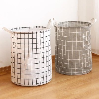 Panier à linge étanche pliable pour vêtements sales, seau de rangement, quadrillé blanc ou gris