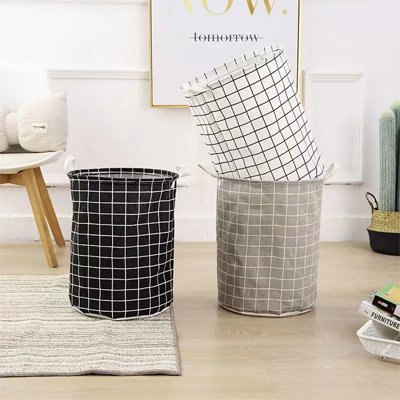 Panier à linge étanche pliable pour vêtements sales, seau de rangement quadrillé blanc ou gris ou noir