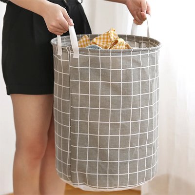 Panier à linge étanche pliable pour vêtements sales, seau de rangement gris