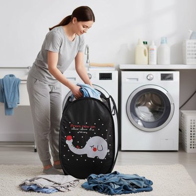 Panier à linge sale noir filet pliable aéré
