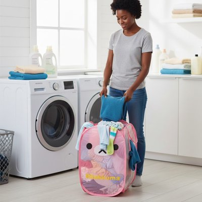 Panier à linge sale  squelette ventilé pliable rose léger 