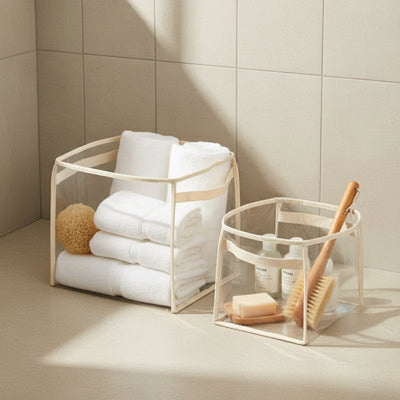 Panier de rangement​ pvc transparent avec poignée