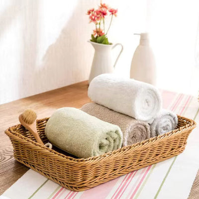 panier en osier rangement couleur miel rectangle