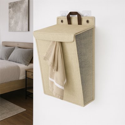 panier linge beige Conception pliable pour un rangement facile