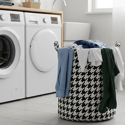 Panier linge pliable noir et blanc panier de rangement moderne en tissu avec poignée pied-de-poule