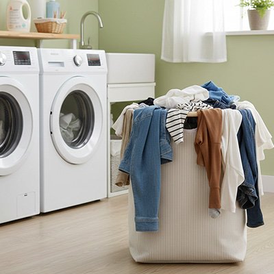 Panier linge pliable tissu imperméable clair en coton