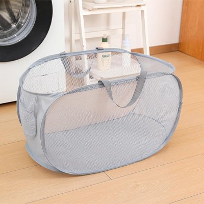 Panier linge sale avec grandes anses gris 
