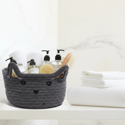 panier pour salle de bain gris foncé chat