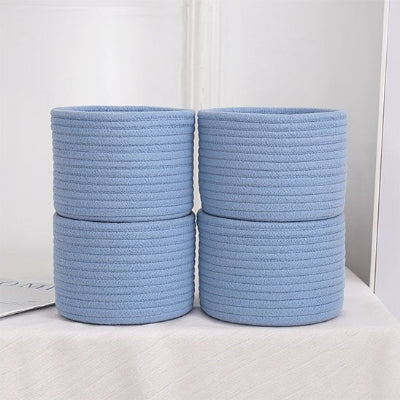 panier rangement bleu petite taille corde de coton 